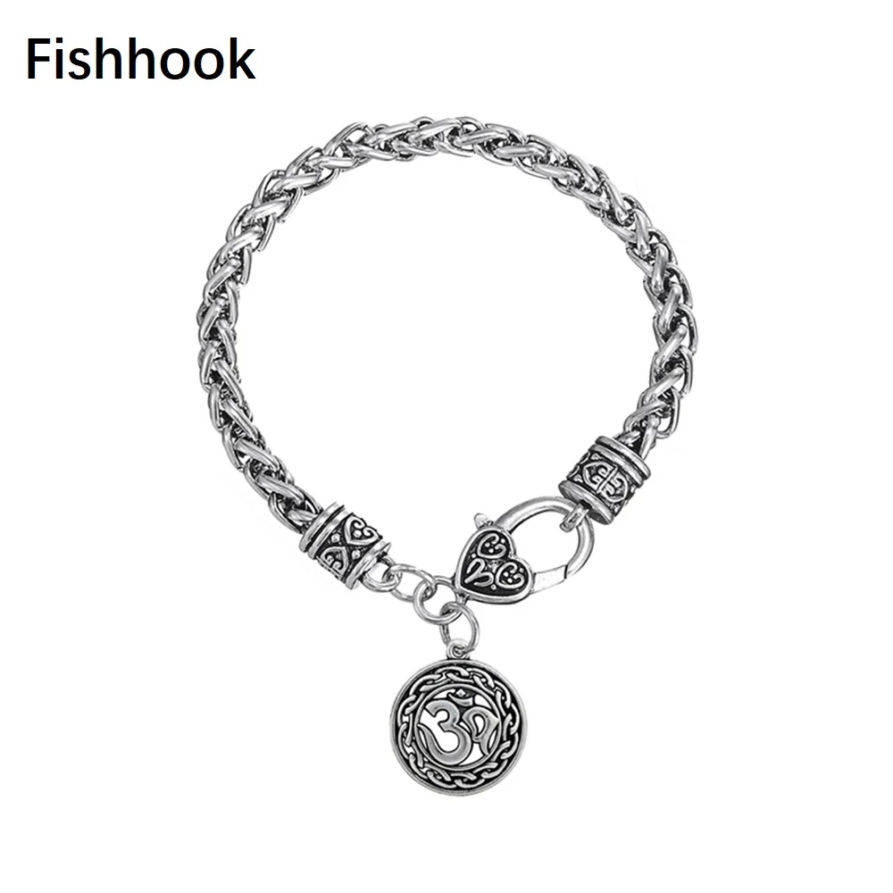 Fishhook Wicca круглые металлические браслеты с подвеской 3q узорами мужской браслет