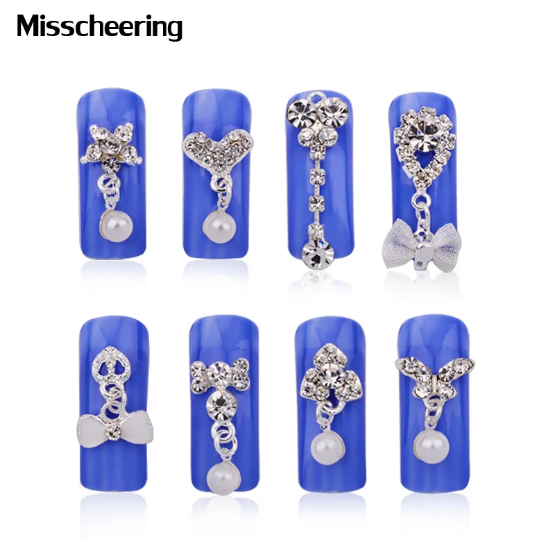 10 шт./упак. модный бант в форме сердца Сплав 3d прозрачный горный хрусталь для