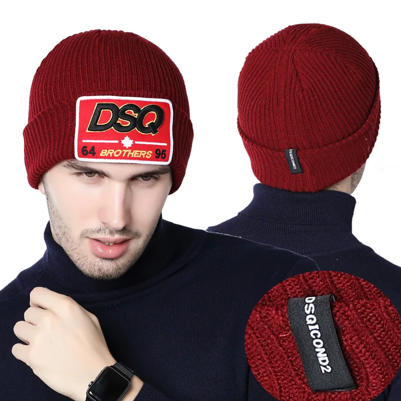 Мужская зимняя теплая шерстяная шапка DSQICOND2 Высококачественная вязаная мужские