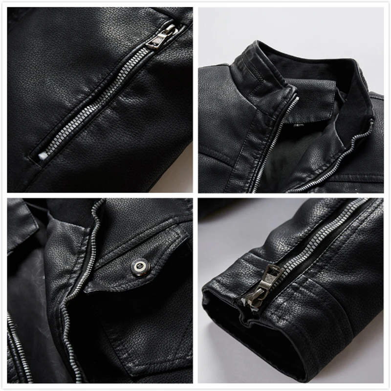 

S.ARCHON New Spring Autumn PU Leather Men Bomber Jacket Military Motorcycle Male Clothes Jacket Casual Pilot Leather Coat Jacket