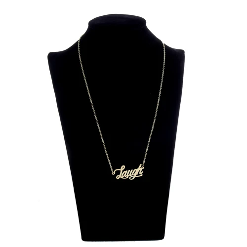 AOLOSHOW Letters Name Necklace for Women Alphabet &quot Laugh Statement Gold Color Stainless Steel Charm Pendant Nl-2440 | Украшения и