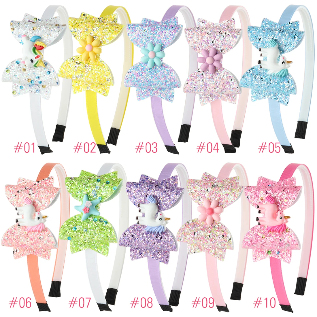 Детская повязка на голову с бантом 10 шт./компл. обруч для волос блестящими