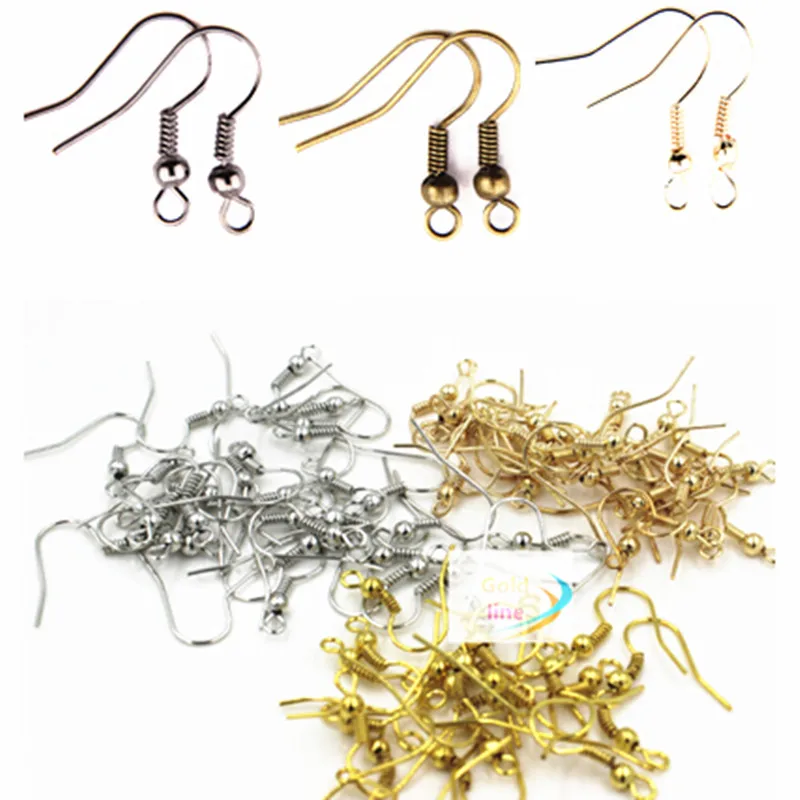 Крючок для ушей золотистый/серебристый/никелевый 50 шт.|jewelry findings|silver toneear hook |