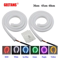 geetans 2pcs 30cm 45cm 60cm daytime running light flexible soft tube guide car led strip white drl yellow turn signal light h