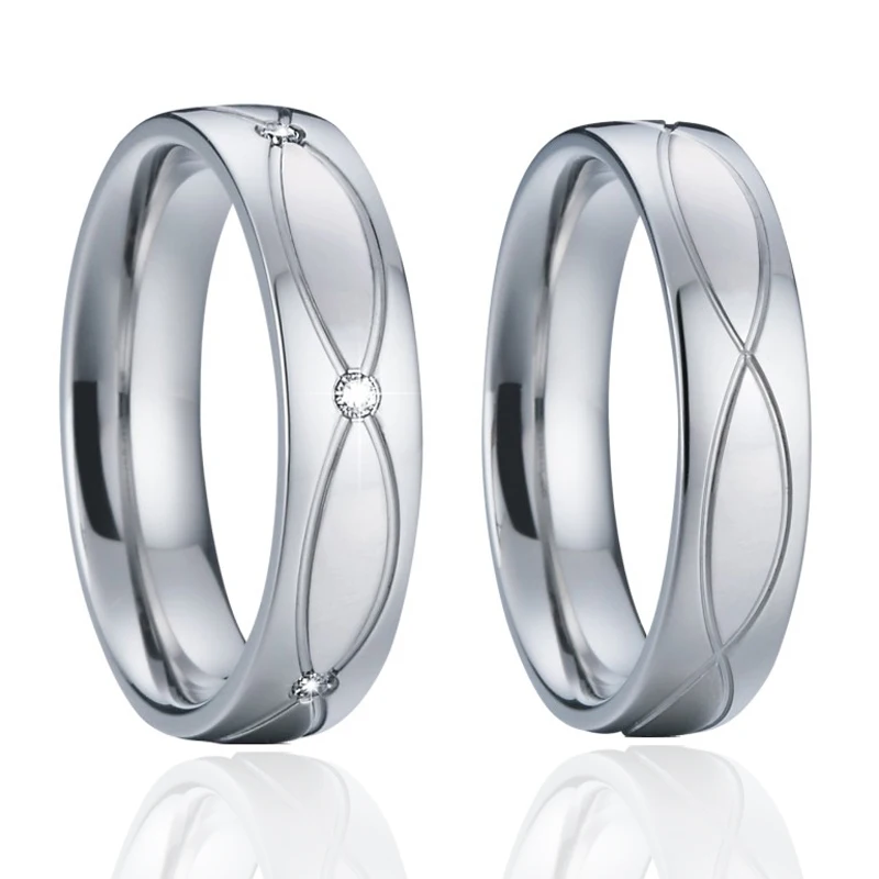 

Vintage LOVE Alliances Silver color proposal Wedding Rings set for couples his and hers Eco Stainless Steel marriage ring