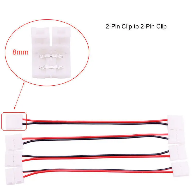 100 шт./лот 2Pin 4pin 8 мм 10 мм двойной разъем кабель провода 15 см для SMD 5050 3528 2835 5630 одного цвета RGB светодиодный полосы светильник лента