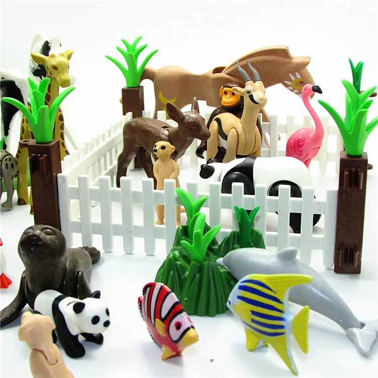 Детские Оригинальные игрушки животные от Playmobil рыба птица собака для девочек