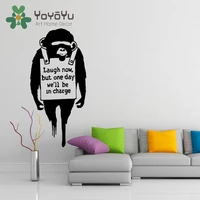 banksy vinyl wall decal monkey quote laugh now street graffiti art decor removable sticker home living room art poster ny 56