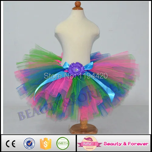 Ручной работы 3 слоев пушистые colorful rainbow велюр 1 T - 8Y девочки пачка юбка | Мать и