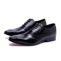 sepatu pria 2019 top quality elegant men dress shoes genuine leather black lace up men wedding shoes brogue shoes male