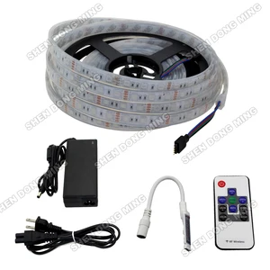 Набор светодиодных лент 5050 SMD, 60 светодиодовм, 10 кнопок, водонепроницаемый, IP68, изменяемый цвет, RGB, с адаптером питания