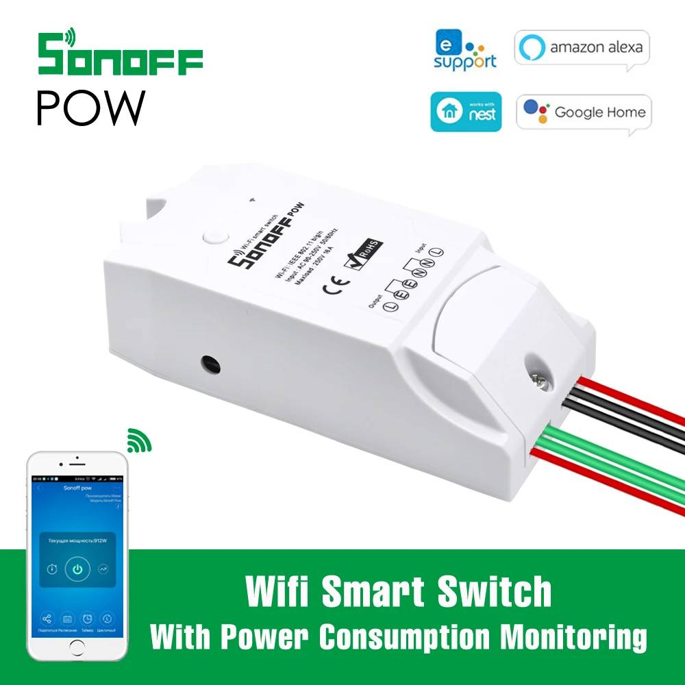 Sonoff Pow 16A wi fi переключатель мощность потребление мониторы приложение управление