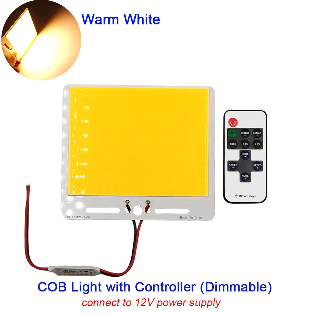 WW COB DIMMER 135x120 мм 50 Вт Светодиодный светильник с регулируемой яркостью для автомобиля, светильник ing, автомобильные лампы DIY 12 В, светодиодный светильник с чипом COB с контроллером, теплый белый - Цвет: WW COB DIMMER