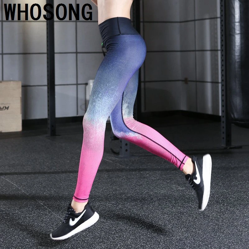 Горячее предложение печати Для женщин штаны для йоги быстросохнущая спортивные