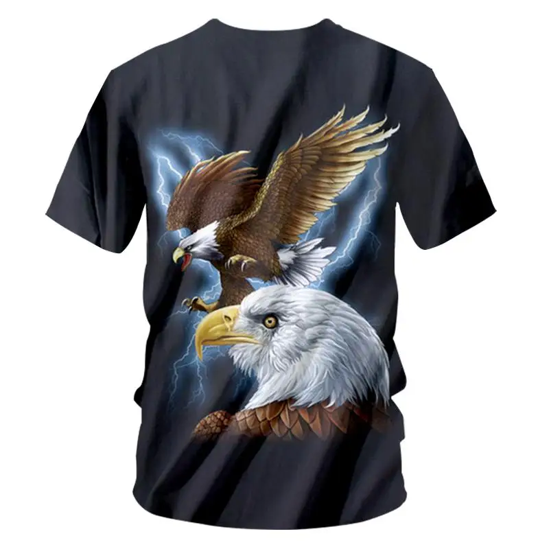 CJLM Men's Tshirt Black New Harajuku Cool Print Eagle 3D T-shirt Man Hiphop Streetwear Punk Short Sleeve Round Neck Tee Shirts | Мужская