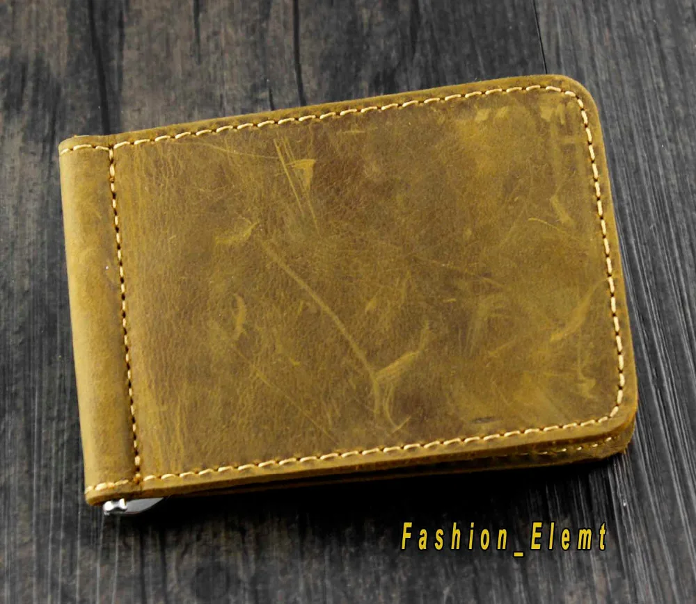 Мужской тонкий кошелек из натуральной кожи зажим для денег ID держатель кредитных