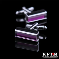 kflk jewelry shirt cufflinks for mens brand fashion purple crystal luxury cuff link button high quality wedding guests