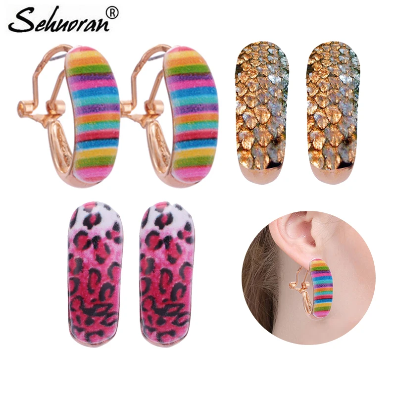 Женские серьги Sehuoran Oorbellen BOho дизайнерские с принтом Тигра для самостоятельного