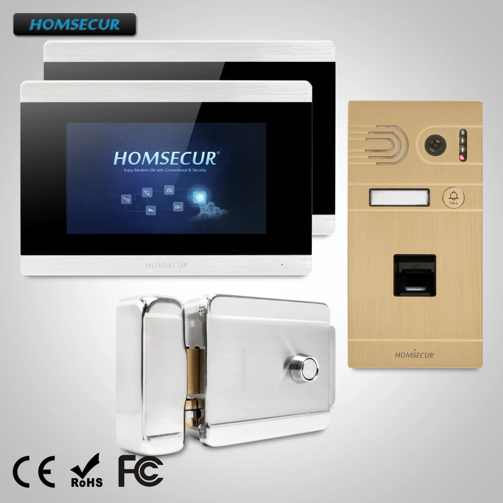 HOMSECUR 7 &quotВидеодомофон безопасности ЗолотаяКамера серебряный монитор для