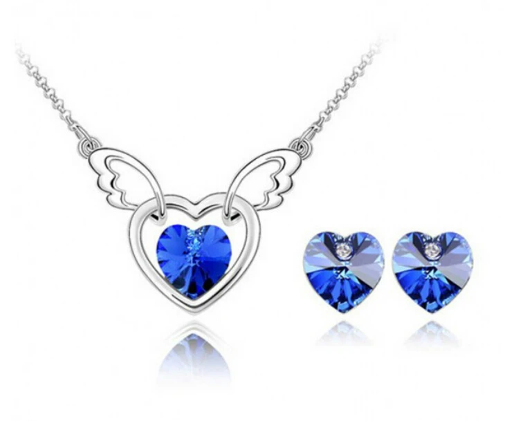 OMH оптовая продажа 18 кт золотой белый крылья ангела персиковый хрусталь сердце