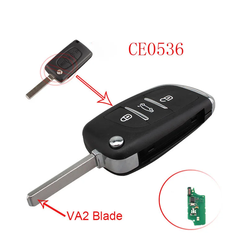 Ключ дистанционного управления для Peugeot 433 207 307 308 CE0536 VA2 Blade|remote car key|key 433mhz3 button |