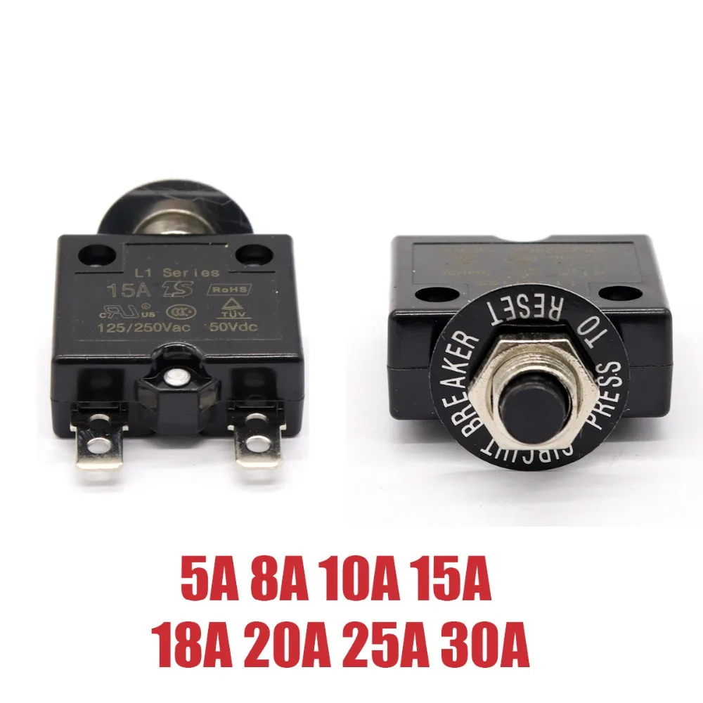 5A 30A DC 50V Push Button автоматические выключатели T3 ручной сброс термальный