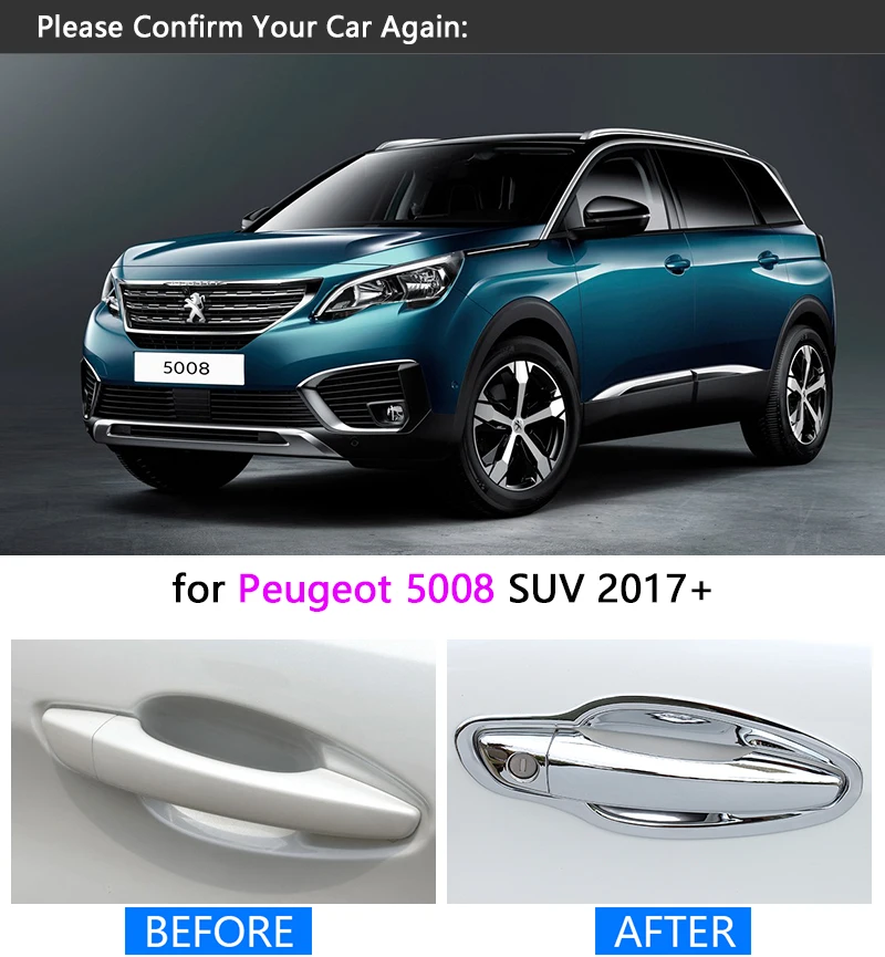 Роскошная Хромированная ручка для Peugeot 5008 SUV 2017 2018 комплект отделки 2-го поколения