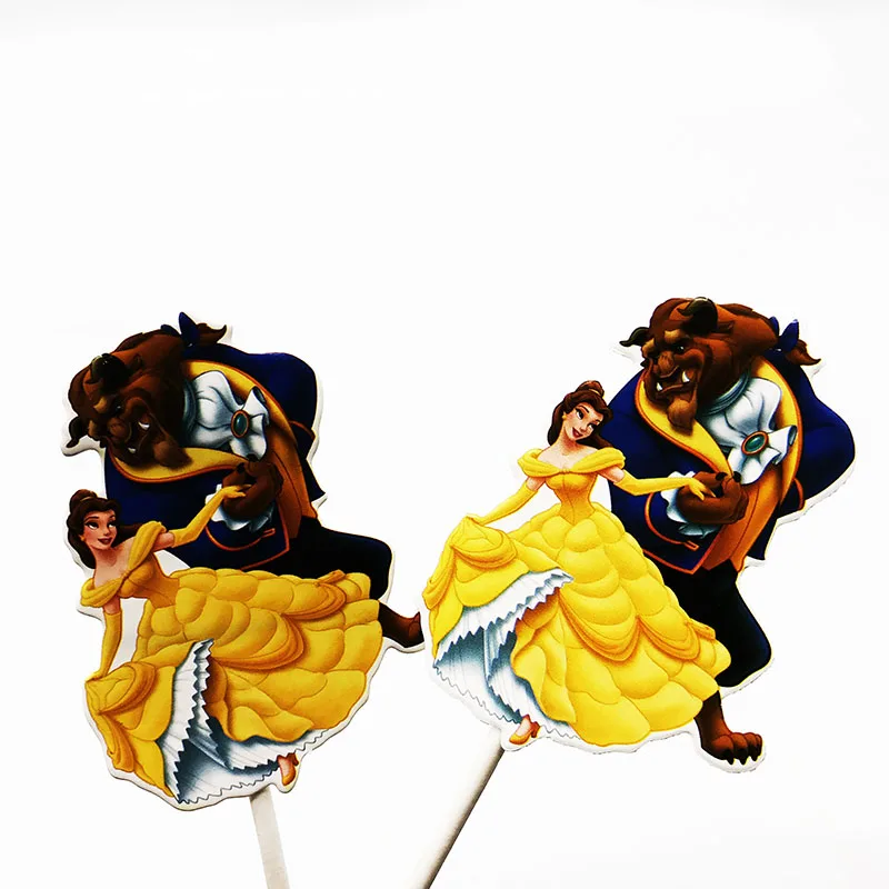6pcs/pack Beauty and Beast theme cupcake topper cake decorations fruit flags | Дом и сад