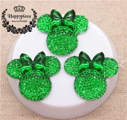 green 50pcs 20 шт каваи блестящие полимерные Стразы Минни с плоским основанием кабошон Сделай Сам декоративное Ремесло Скрапбукинг, 26*27 мм - Цвет: green 50pcs