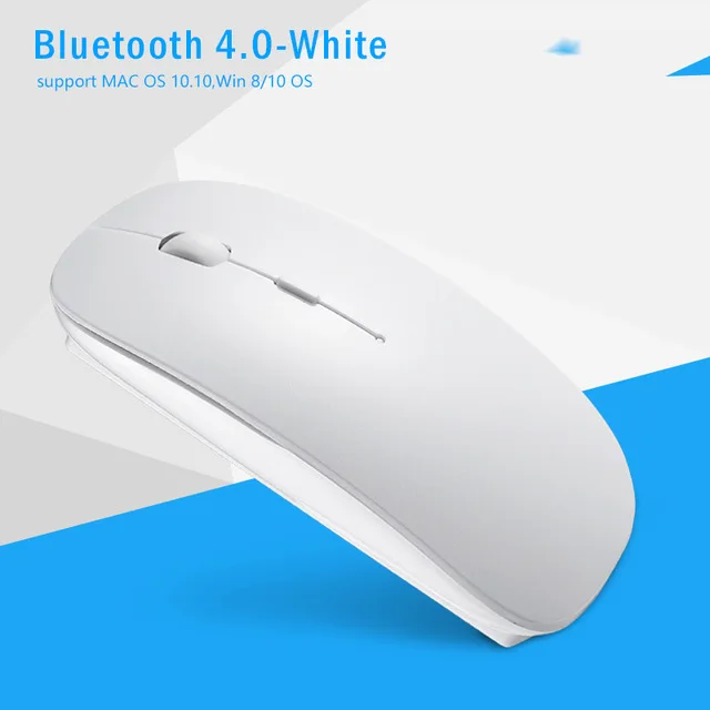 Аккумуляторная Bluetooth 4,0 Беспроводная тонкая мышь Мыши для iPad Mac Apple ноутбук Macbook Ноутбук Настольный планшет поддержка 10 - Цвет: bluetooth 4.0 white