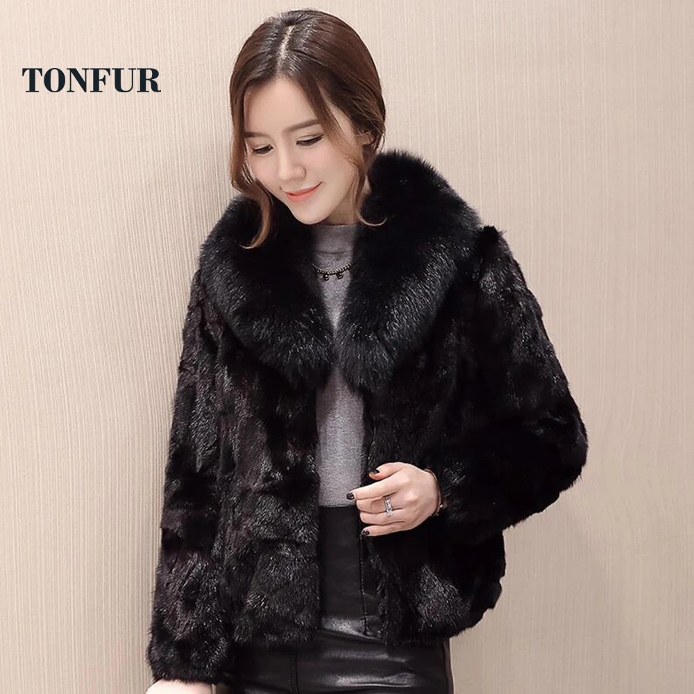 Повседневная теплая шуба из натурального меха норки на зиму/Осень/зиму | Женская