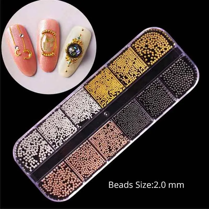 2.0mm 4 Colors Swagpick 1 коробка смешанный 3D микро бисер "икра" Дизайн ногтей украшения ногтей аксессуары diy принадлежности инструмент - Цвет: 2.0mm 4 Colors