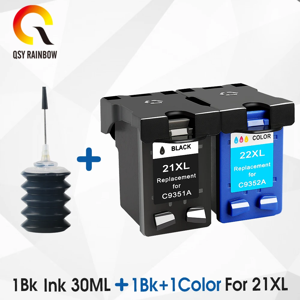 Substituição do Cartucho de Tinta para hp 22 para hp Qsyrainbow Deskjet F380 D1530 F2280 3910 3915 3918 3920 3940 21 21xl 22xl