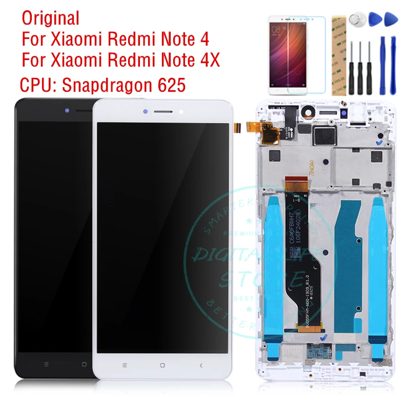 Для Xiaomi Redmi Note 4 Global Note 4X3 GB 4GB ЖК-дисплей сенсорный дигитайзер сборка с рамкой запчасти