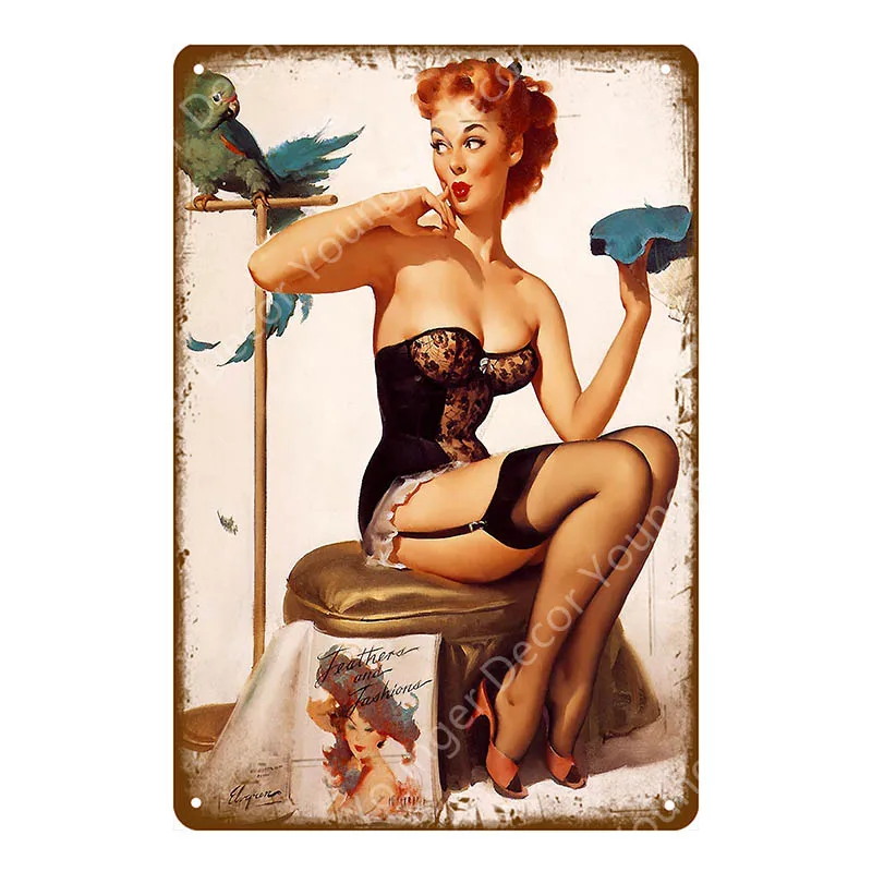 Постер для девушки Pin Up металлический плакат жестяные знаки винтажное