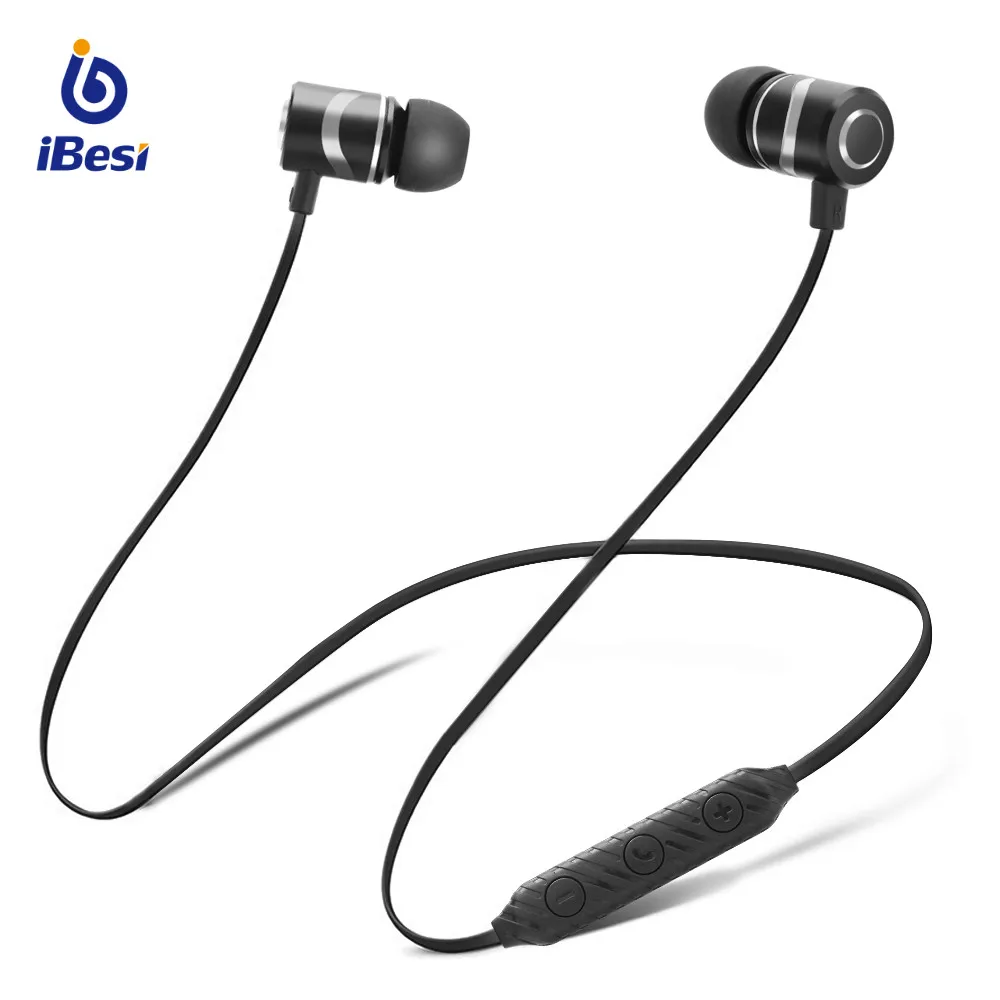 IBesi L08 магнитные беспроводные наушники металлические спортивные Bluetooth наушники стерео громкой связи Наушники с микрофоном для iPhone 5 6 7 8 x