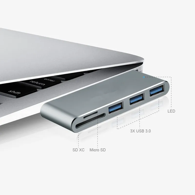 Basix USB C концентратор Тип до 3 портов 0 адаптер с SD/TF кардридер для MacBook pro Air