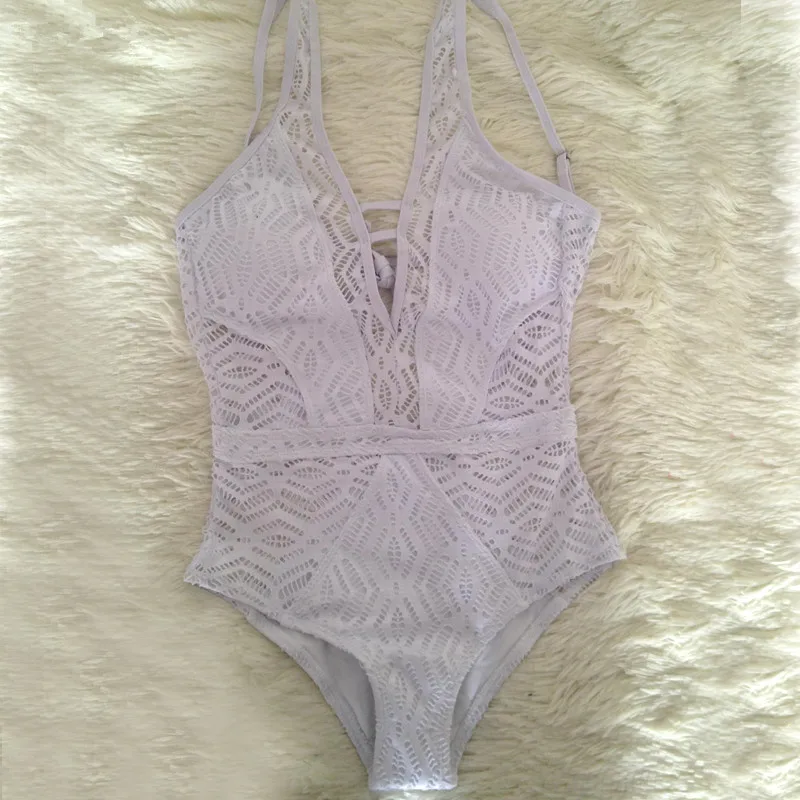 Купальник женский монокини с высокой талией в стиле ретро сеточкой кружевной