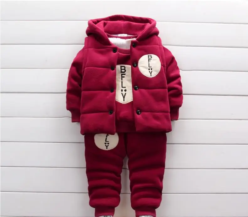 Зимний костюм для мальчиков, спортивные костюмы для мальчиков 1-3 лет из 3 предметов, толстая зимняя детская одежда с плюшевой подкладкой