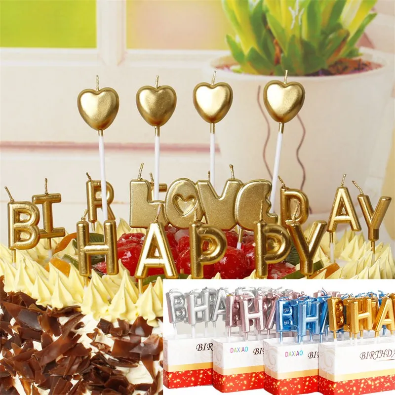 1 коробка свечи с надписью Happy Birthday & Love|Товары для украшения тортов| |