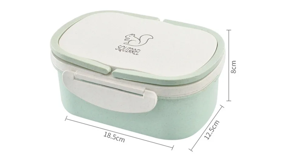 Baispo Microwavable ланч бокс Пшеничная солома мультфильм Bento коробка с ложкой Портативный контейнер для хранения еды для пикника офиса работы