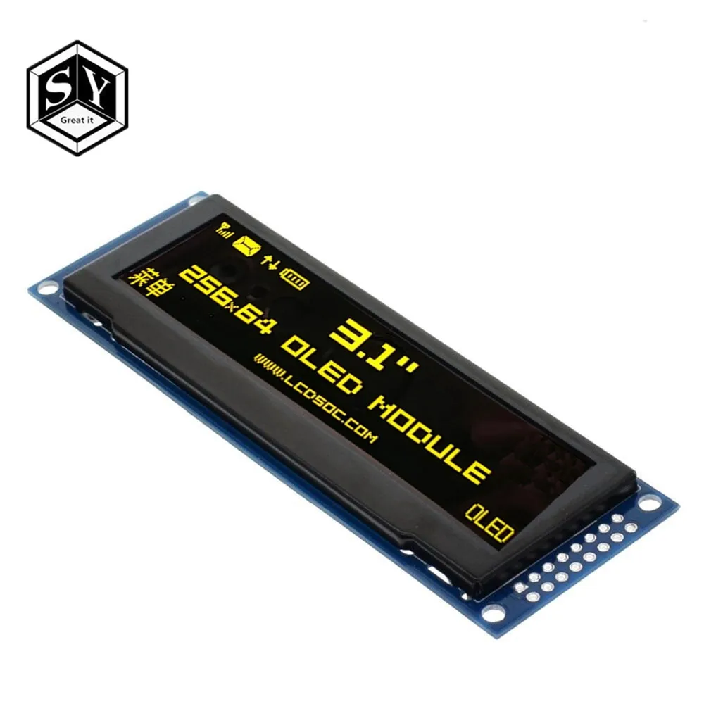 Отличный настоящий oled-дисплей 3,1" 256*64 25664 точек Графический ЖК-модуль дисплей экран LCM SSD1322 контроллер Поддержка SPI - Цвет: YELLOW