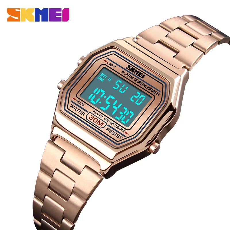 

SKMEI Women Digital Wristwatch Watch Luxury Stopwatch Chronograph Waterproof Stainless Steel Sport Watch Clock Relogio Feminino