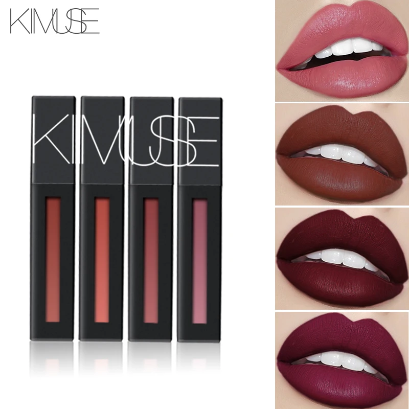 KIMUSE, новинка, 3 шт./лот, матовая, стойкая, жидкая губная помада, набор, водонепроницаемый блеск для губ, металлик, макияж, помада, набор, легко носить