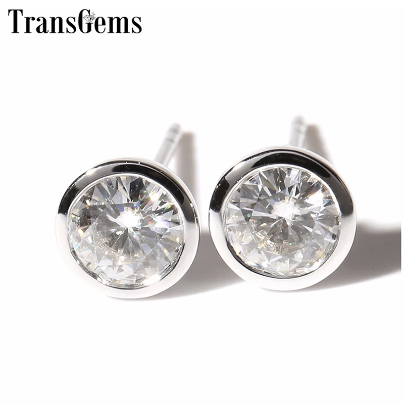 Серьги-гвоздики Transgems Classic 14K 585 белое золото серьги с муассанитом для женщин 5 мм F