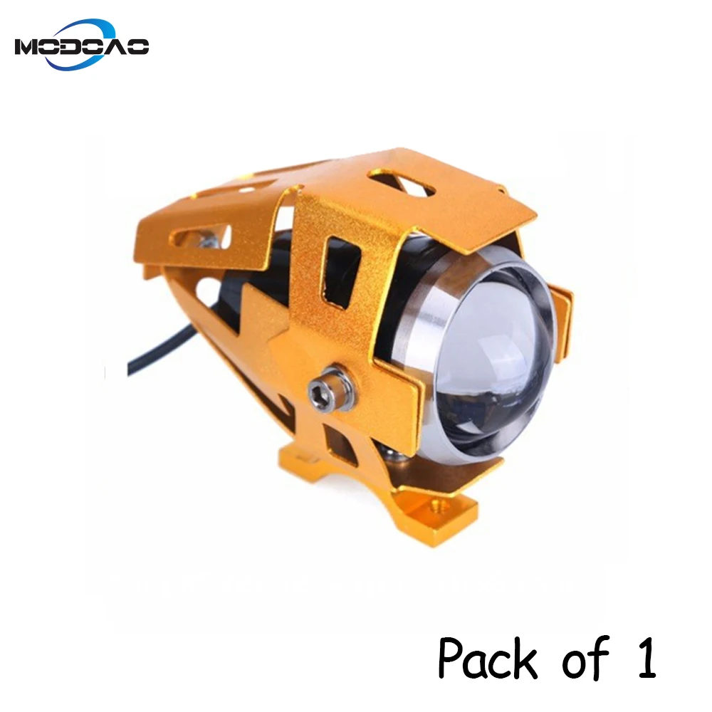 1pcs gold Modoao мотоцикл светодиодный головной светильник 125W 3000LM U5 Водонепроницаемый вождения пятно фара туман светильник переключатель Мото Аксессуары 12V 6000K - Цвет: 1pcs gold