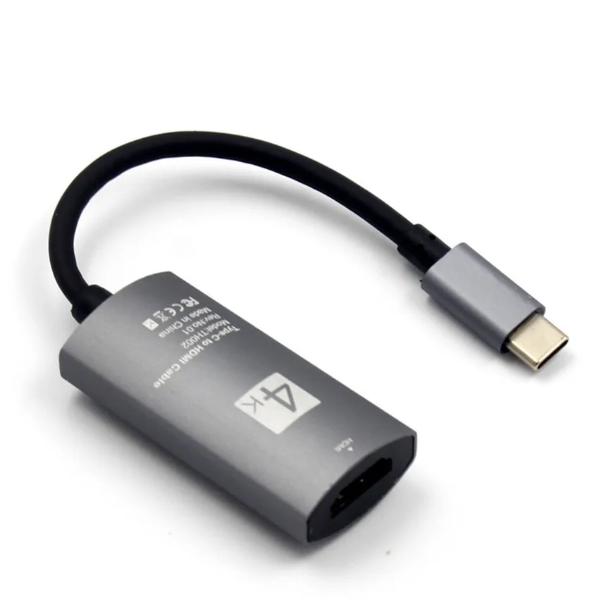 black Кабель-Переходник USB C на HDMI конвертер USB 3,1 Тип C hdmi-кабель, адаптер для Macbook huawei MateBook LG samsung sony hdtv-компьютер - Цвет: black