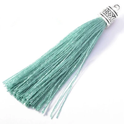 Malachite green 10 шт. Мини Серебряный колпачок голова кисточка ювелирные изделия занавески одежды декоративные аксессуары ключ сумка ручной Catenary кулон ремесло кисточки DIY - Color: Malachite green