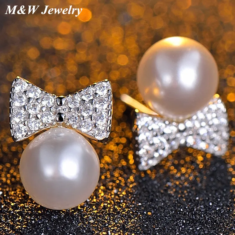 2017 новейшие аксессуары 925 серебро Горячая взрыв женский CZ лук жемчужина шпилька