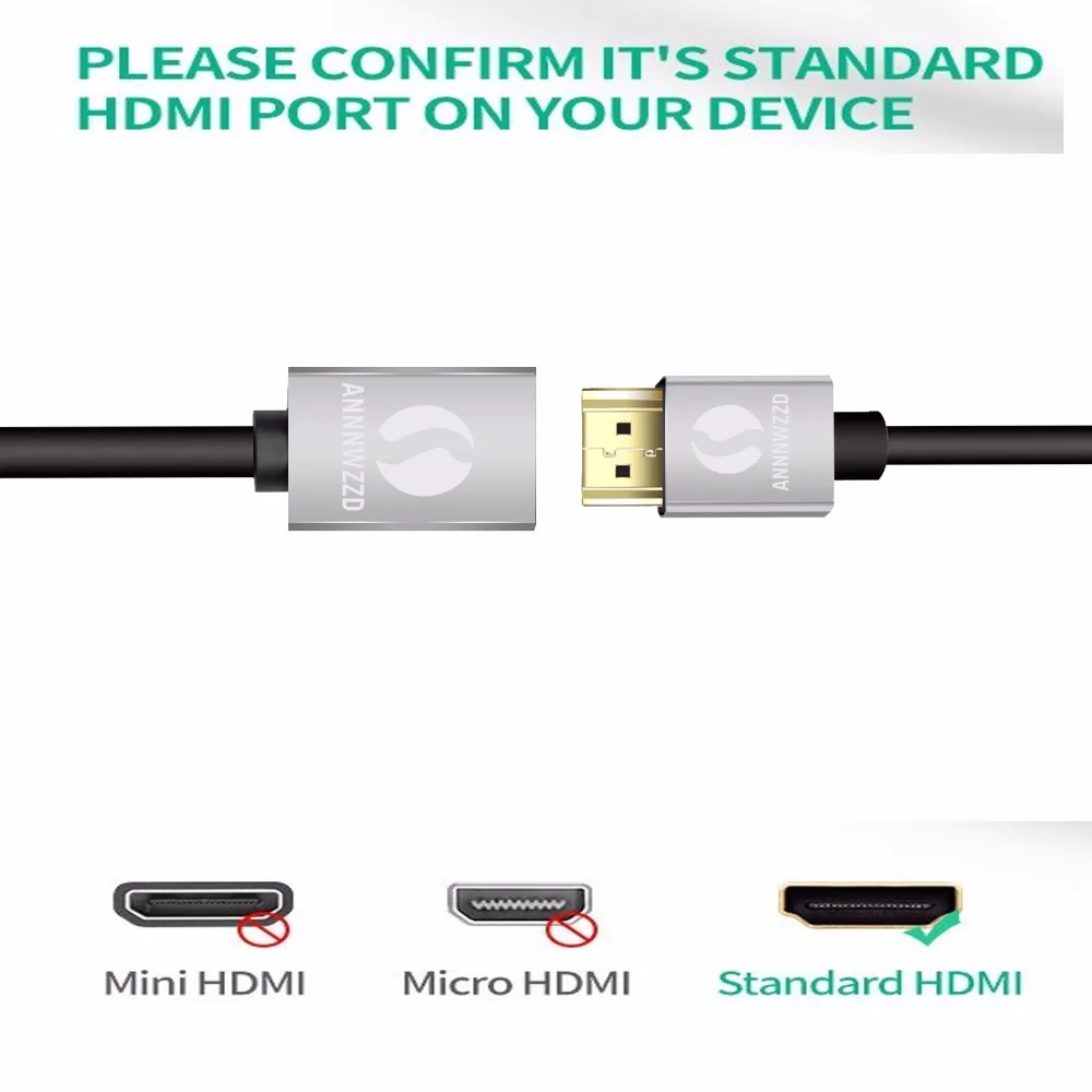 Annwzzd 0,5 м 1 м 1,5 м 2 м золотой HDMI свинцовый Удлинительный кабель жила высокоскоростной с Ethernet удлинитель HDMI мужчин и женщин